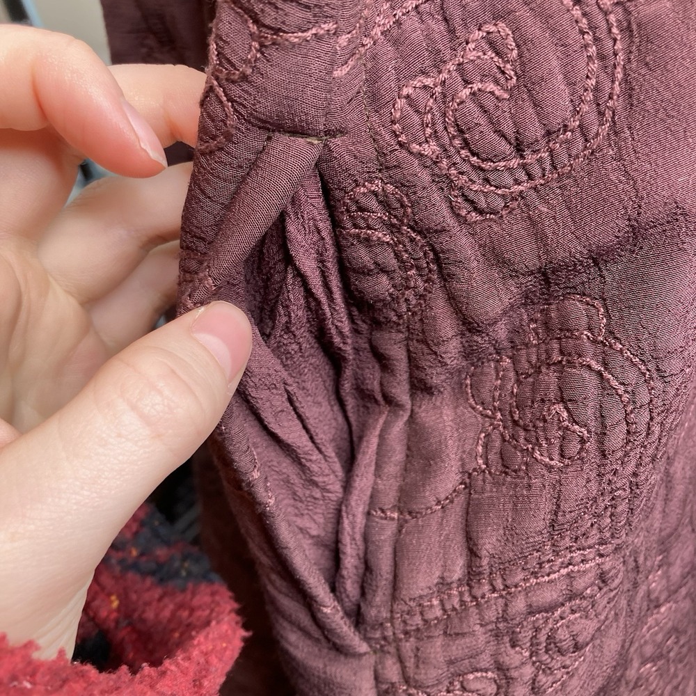 Vintage Ghost England Brown Embroidered Jacket Size M Oversized Statement Boho - Picture 12 of 14